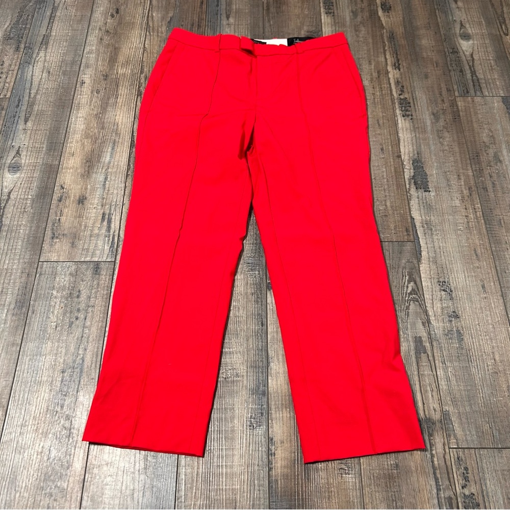 J.Crew Tollegno‎ 1900 Red Wool Blend Pants Women’s 4P Straight Trouser Italy